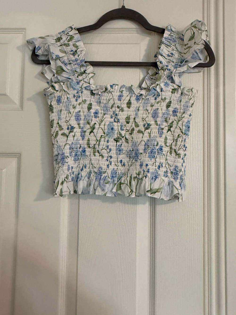 Hill House Home Blue Peony Bouquet Cotton Paz -Cropped Size M